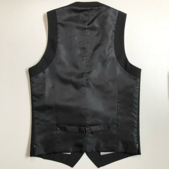 Topman Men's Classic Black Slim Adjustable Skinny Fit Tuxedo Suit Vest 34 - Picture 3 of 5